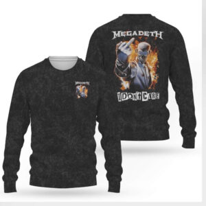Megadeth Vic Rattlehead I Don't Care Middle Finger Fire Shirt
