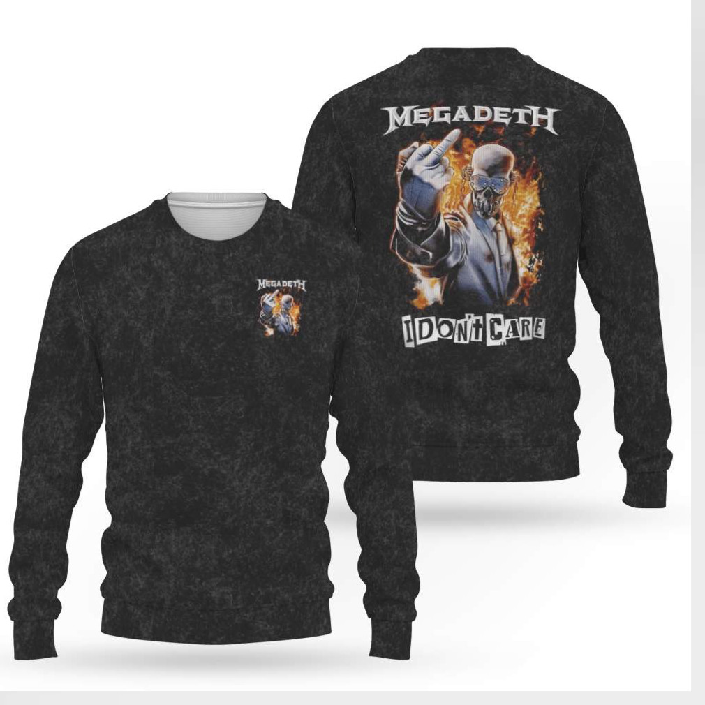 Megadeth Vic Rattlehead I Don’t Care Middle Finger Fire Shirt Megadeth Vic Rattlehead I Don’t Care Middle Finger Fire Shirt
