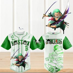 Zoro Roronoa Boston Red Sox One Piece Anime Baseball T Shirt
