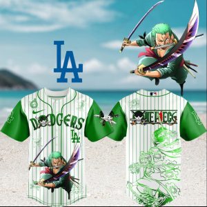 Zoro Roronoa LA Dodgers One Piece Anime Baseball Shirt Zoro Roronoa LA Dodgers One Piece Anime Baseball Shirt