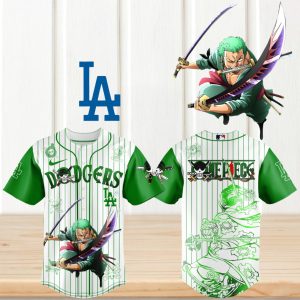 Zoro Roronoa LA Dodgers One Piece Anime Baseball Shirt