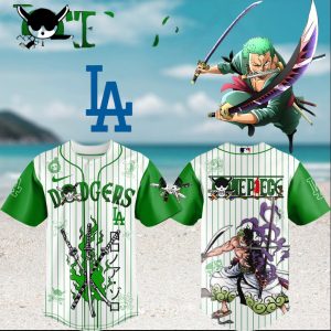 Zoro Roronoa LA Dodgers One Piece Anime Baseball T Shirt Zoro Roronoa LA Dodgers One Piece Anime Baseball T Shirt