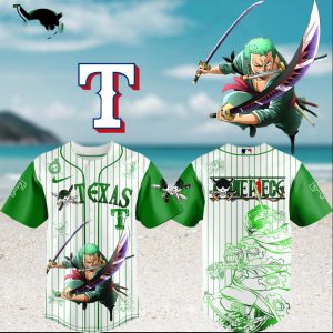 Zoro Roronoa Texas Rangers One Piece Anime Baseball T Shirt Zoro Roronoa Texas Rangers One Piece Anime Baseball T Shirt
