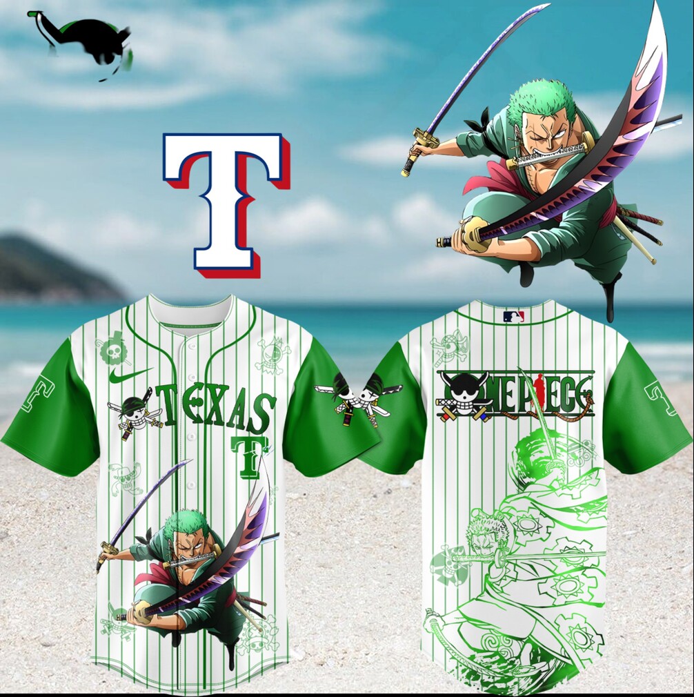 Zoro Roronoa Texas Rangers One Piece Anime Baseball T Shirt Zoro Roronoa Texas Rangers One Piece Anime Baseball T Shirt