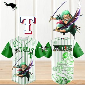 Zoro Roronoa Texas Rangers One Piece Anime Baseball T Shirt