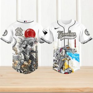 Mechagodzilla x New York Yankees Custom MLB Baseball White Mecha Jersey