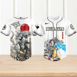 Mechagodzilla x Toronto Blue Jays White Custom Baseball Jersey