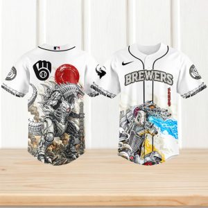 Milwaukee Brewers x MechaGodzilla White Baseball Cyber Kaiju Jersey
