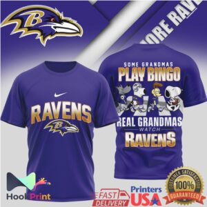 Baltimore Ravens Some Grandmas Play Bingo Real Grandmas Watch Ravens T Shirt Baltimore Ravens Some Grandmas Play Bingo Real Grandmas Watch Ravens T Shirt