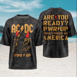 AC DC Are You Ready PWR UP Tour 2026 Horned Helmet Vintage Rock T Shirt