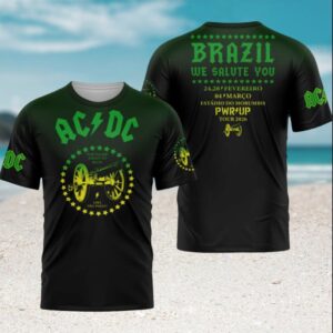AC DC Brazil We Salute You Power Up Tour 2026 Vintage Green Fan Men T Shirt