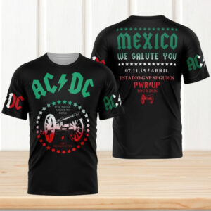 AC DC For Those About To Rock Mexico 2026 PWR UP Tour Cannon Fans T Shirt AC DC For Those About To Rock Mexico 2026 PWR UP Tour Cannon Fans T Shirt