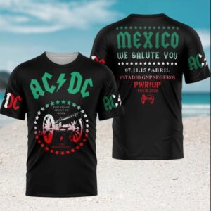 AC DC For Those About To Rock Mexico 2026 PWR UP Tour Cannon Fans T Shirt