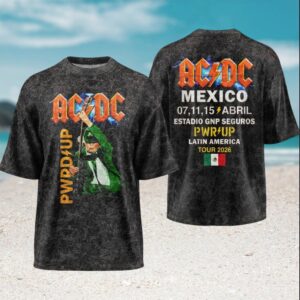 AC DC Mexico City Power Up Latin America Tour 2026 Acid Wash Retro T Shirt