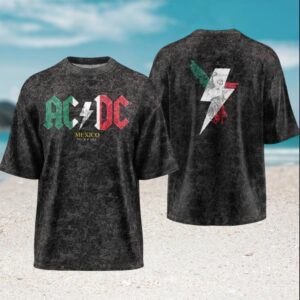 AC DC Mexico Tour 2026 Vintage Acid Wash Rock Band Music Concert Fans Men T Shirt