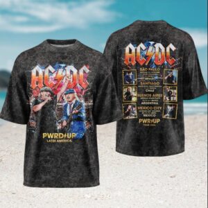 AC DC PWR UP Latin America Tour 2026 Vintage Acid Wash Band Photo Fans T Shirt