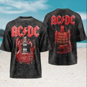 AC DC PWR UP Latin America Tour 2026 Vintage Acid Wash Guitar Fans Men Women T Shirt