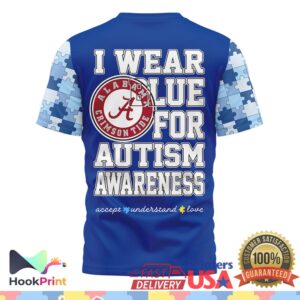 Alabama Crimson Tide Autism Awareness Support 2026 Blue Ribbon Puzzle Fans T Shirt