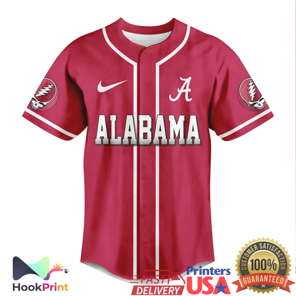 Alabama Crimson Tide Grateful Dead Game After Game Baseball Jersey Alabama Crimson Tide Grateful Dead Game After Game Baseball Jersey