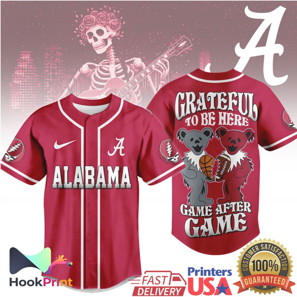 Alabama Crimson Tide Grateful Dead Game After Game Baseball Jersey Alabama Crimson Tide Grateful Dead Game After Game Baseball Jersey