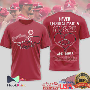 Arkansas Razorbacks Baseball Never Underestimate A Nurse Women Red T Shirt Arkansas Razorbacks Baseball Never Underestimate A Nurse Women Red T Shirt