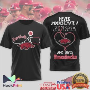 Arkansas Razorbacks Baseball Never Underestimate A Nurse Women Red T Shirt