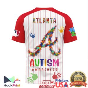 Atlanta Braves Autism Awareness Pinstripe Baseball T Shirt Atlanta Braves Autism Awareness Pinstripe Baseball T Shirt