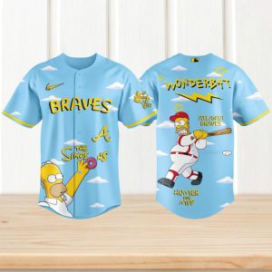 Atlanta Braves Homer Simpson Wonderbat Sky Blue Baseball Jersey