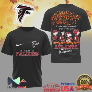 Atlanta Falcons Snoopy Charlie Brown Fall Leaves Most Wonderful Time NFL T Shirt Atlanta Falcons Snoopy Charlie Brown Fall Leaves Most Wonderful Time NFL T Shirt