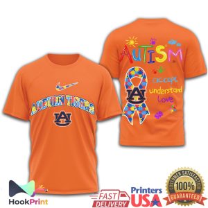Auburn Tigers Autism Awareness Accept Understand Love Puzzle Ribbon T Shirt