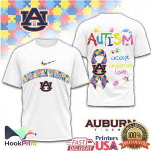 Auburn Tigers Autism Awareness Accept Understand Love Puzzle Ribbon T Shirt