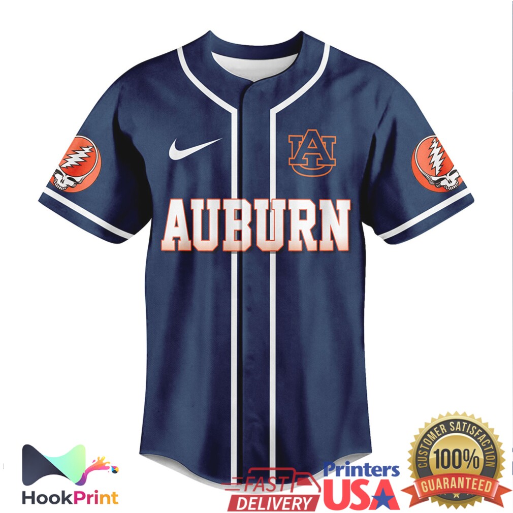 Auburn Tigers Grateful Dead Dancing Bears Navy Baseball Jersey Auburn Tigers Grateful Dead Dancing Bears Navy Baseball Jersey