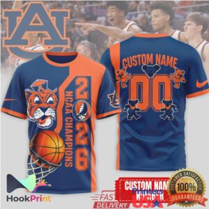 Auburn Tigers NCAA Basketball Champions 2026 Grateful Dead Dancing Bears Custom Name Fans T Shirt Auburn Tigers NCAA Basketball Champions 2026 Grateful Dead Dancing Bears Custom Name Fans T Shirt