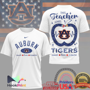 Auburn Tigers This Teacher Loves Tigers Teach Love Inspire Retro Fans Men Women T Shirt