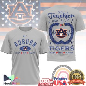 Auburn Tigers This Teacher Loves Tigers Teach Love Inspire Retro Fans Men Women T Shirt