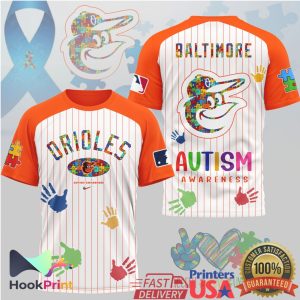 Baltimore Orioles Autism Awareness Bird Logo Baseball T Shirt