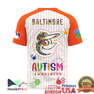Baltimore Orioles Autism Awareness Bird Logo Baseball T Shirt