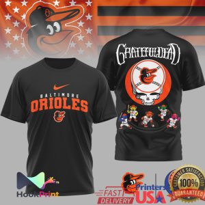 Baltimore Orioles Grateful Dead MLB Stealie Skull Dancing Bears T Shirt Baltimore Orioles Grateful Dead MLB Stealie Skull Dancing Bears T Shirt
