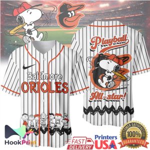 Baltimore Orioles Peanuts Snoopy Gang Playball All Star Baseball Jersey