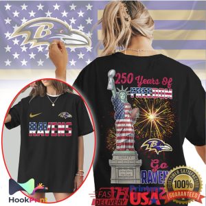 Baltimore Ravens 250 Years Of Freedom Statue Of Liberty Independence Day NFL T Shirt