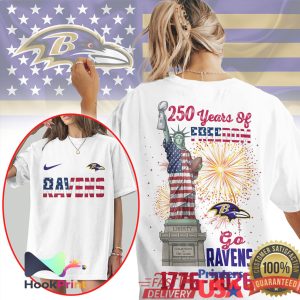 Baltimore Ravens 250 Years Of Freedom Statue Of Liberty Independence Day NFL T Shirt