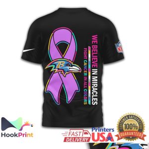 Baltimore Ravens Crucial Catch Fight Cancer In All Colors Ribbon Design T Shirt