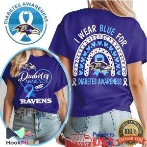 Baltimore Ravens Diabetes Awareness Blue Ribbon Rainbow Fan Shirt