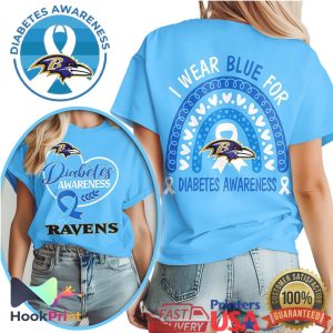 Baltimore Ravens Diabetes Awareness Blue Ribbon Rainbow Fan Shirt