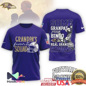 Baltimore Ravens Grandpa's Favorite Squad Real Grandpas Watch Ravens T Shirt