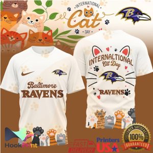Baltimore Ravens International Cat Day Paw Graphic Football T Shirt