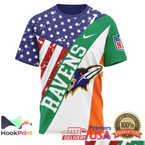 ,Baltimore Ravens Irish America St. Patrick's Day 2026 Vintage Fan Apparel T Shirt