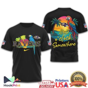 Baltimore Ravens It’s 5 O’Clock Somewhere Parrot Tropical NFL Shirt Baltimore Ravens It’s 5 O’Clock Somewhere Parrot Tropical NFL Shirt