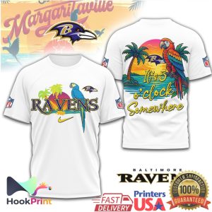Baltimore Ravens It's 5 O'Clock Somewhere Parrot Tropical NFL Shirt