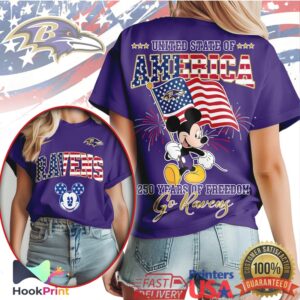 Baltimore Ravens Mickey Mouse American Flag Freedom T Shirt Baltimore Ravens Mickey Mouse American Flag Freedom T Shirt